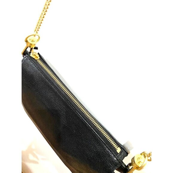 allsaints fletcher xbody bag leather black gold clutch grunge goth clutch $299 - Picture 8 of 16